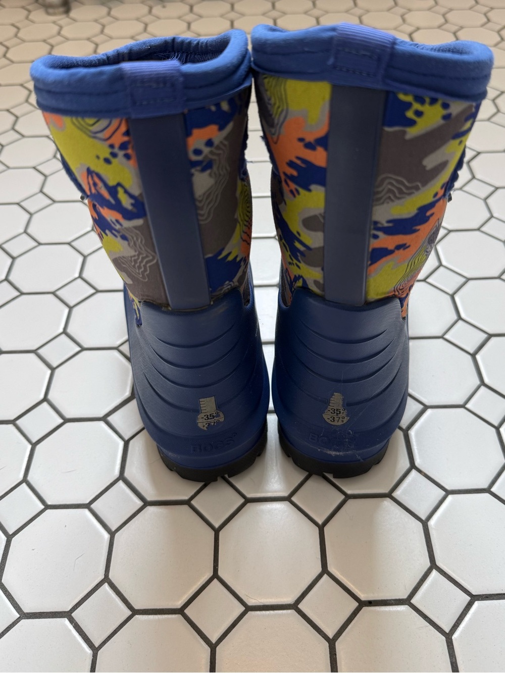 Bogs Navy Blue Kids Rain Boots with Pull Handles - Picture 4 of 6
